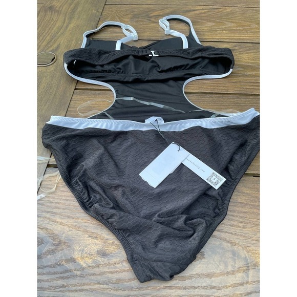 Sanctuary Snake Bite Mod Square Neck Monokini Swimsuit XL Black white - Picture 10 of 12